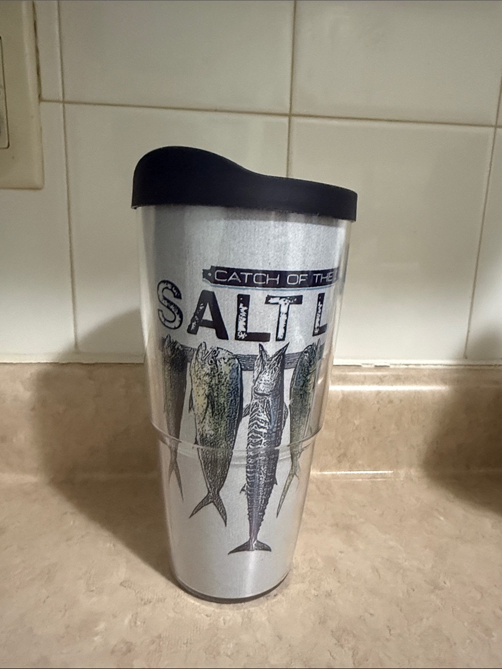 Salt Life Tervis Silver Fish Graphic Travel Tumbler with Black Lid